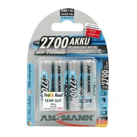 Ansmann Blister 4 X Accu, AA, 2700mAh AA / HR6 Nichel-Metallo Idruro (NiMH) (5030842)