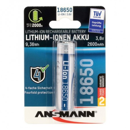 Ansmann Li-Ion Akku 18650 Batteria ricaricabile Ioni di Litio (1307-0000)