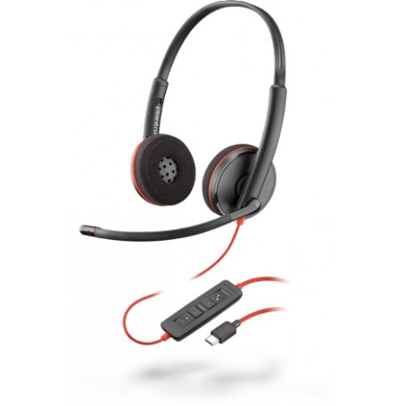 POLY Blackwire 3225 Auricolare Cablato A Padiglione Ufficio USB tipo A Nero, Rosso (209747-22)