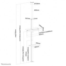 Neomounts by Newstar Supporto da pavimento a soffitto per schermi LCD/LED (FPMA-CF200SILVER)