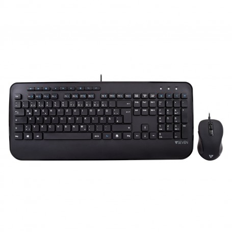 V7 Combinazione di tastiera USB di dimensioni standard con poggiapolsi e mouse ambidestro - DE (CKU300DE)
